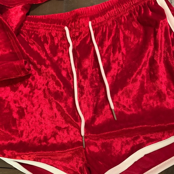 Red Velour Pajama Short Set - Picture 5 of 6